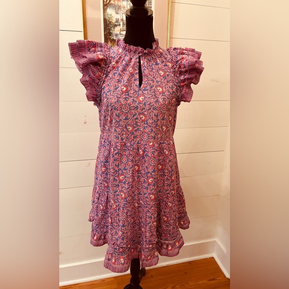 Vineyard Vines Dresses & Skirts - Vineyard Vines 100% Cotton Flutter Ruffle Dress Size Small Pink Purple Floral